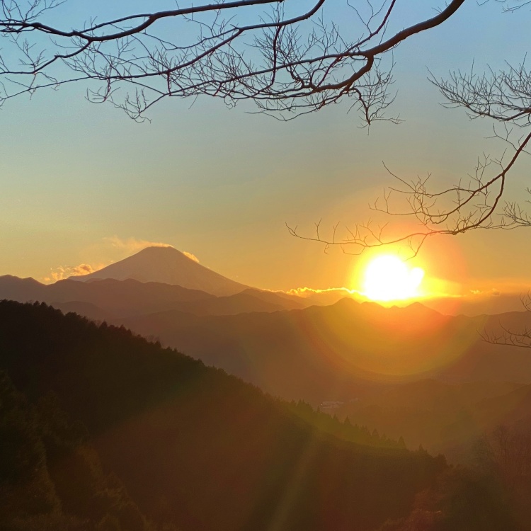 Sunset of Mt. Fuji from Mt. Jimba in Sagamihara, Kanagawa, Japan
