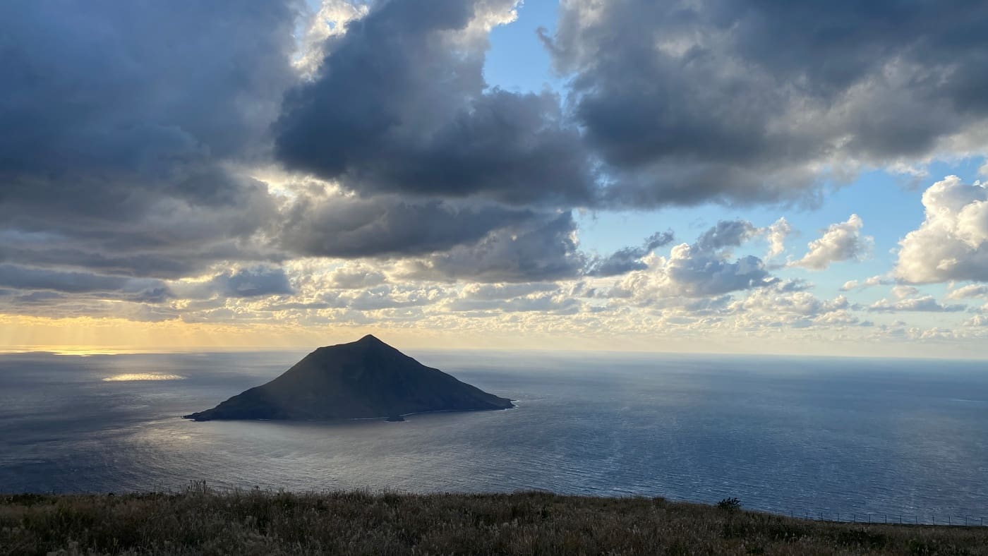 Hachijo Kojima viewed from the top of Mt Hachijo Fuji