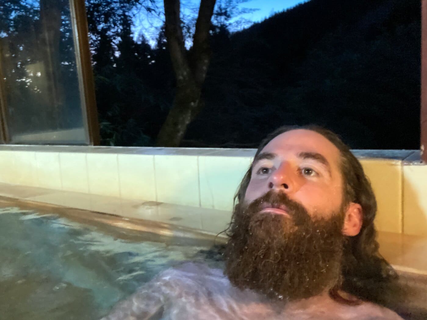 Matt Ketchum of akiyaz in a geothermal powered onsen in Kanagawa prefecture, Japan